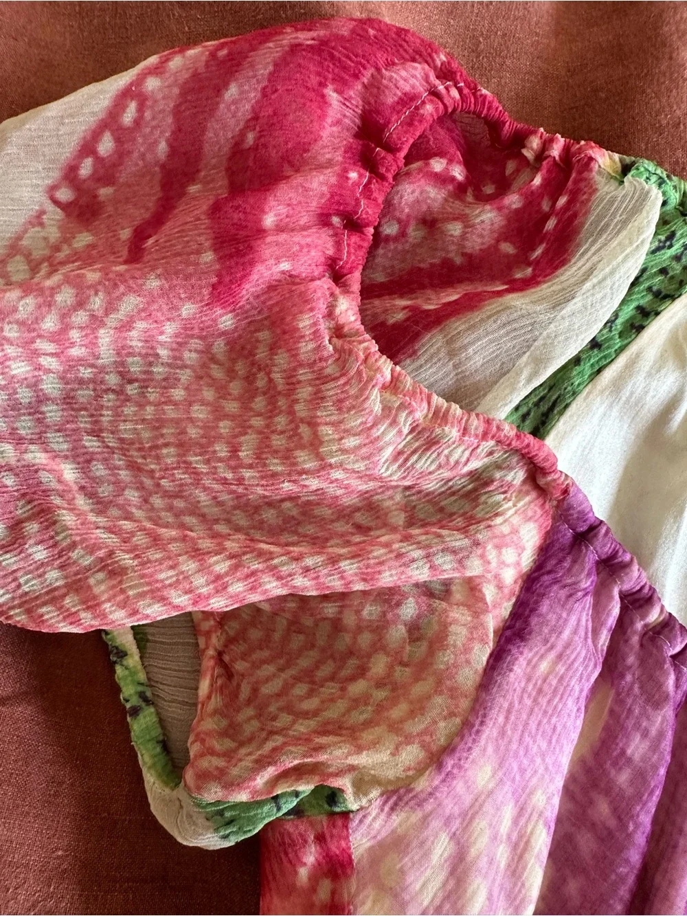 DVF Blouse with Pink and Green Watercolor Print
